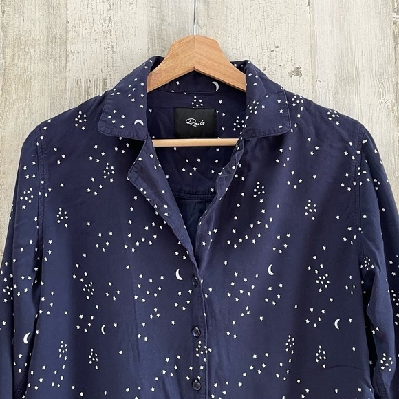 Rails Navy Galaxy Star Print Button Front Top Blouse Size XS - Picture 3 of 9